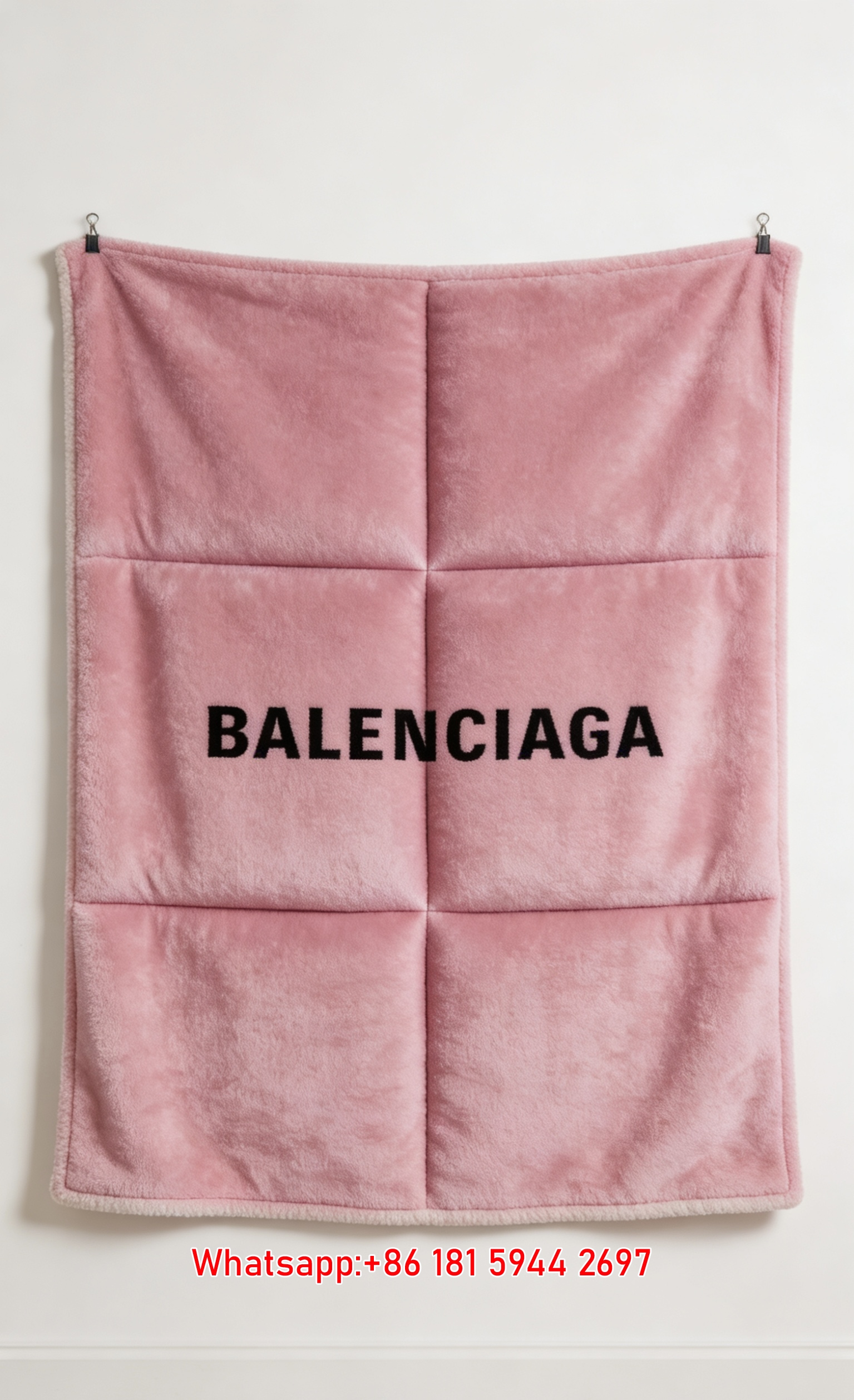 Balenciaga Pink Quilted Texture Flannel Sofa Throw Blanket Luxury Brand Cover BA035